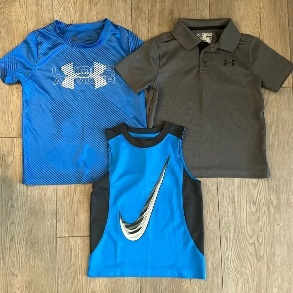 ((3 PIECE)) BPYS ATHLETIC TOP BUNDLE NIKE AND UNDER ARMOUR SIZE XS 4/5